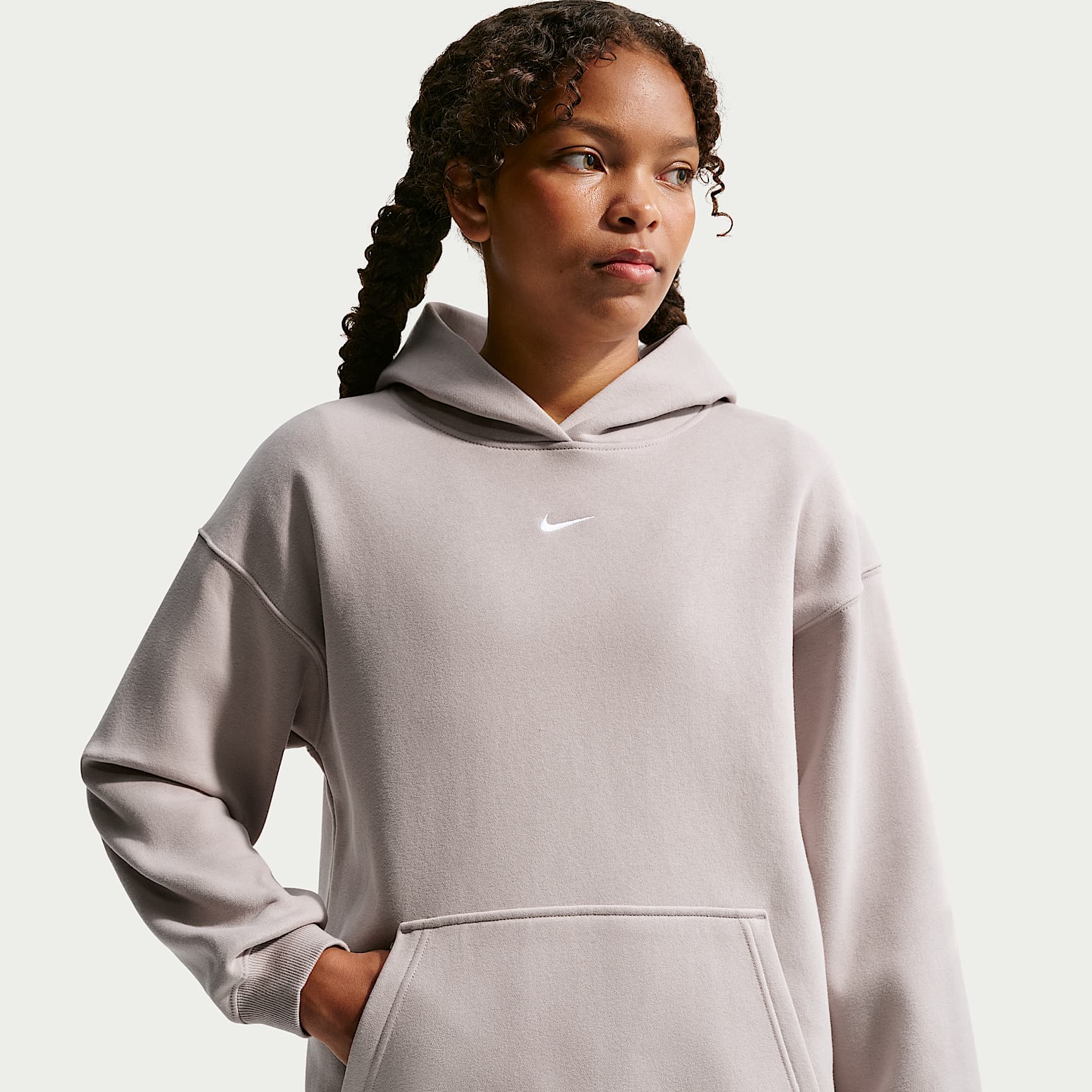 Nike Sportswear Studio Fleece Girls' Oversized Pullover Hoodie